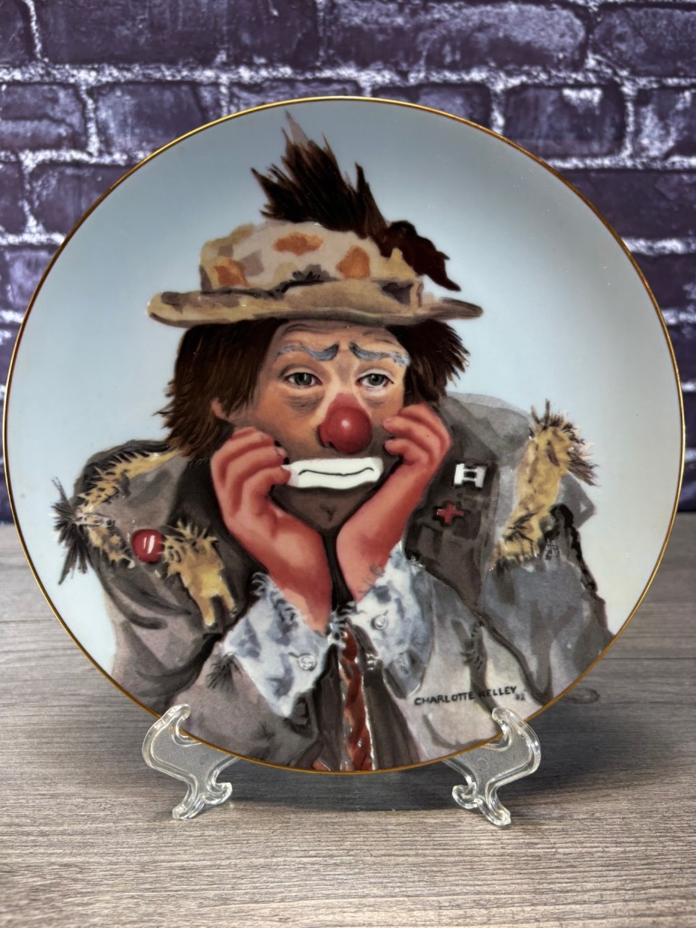 Clown Decorative Collector Plate with Gold Rim